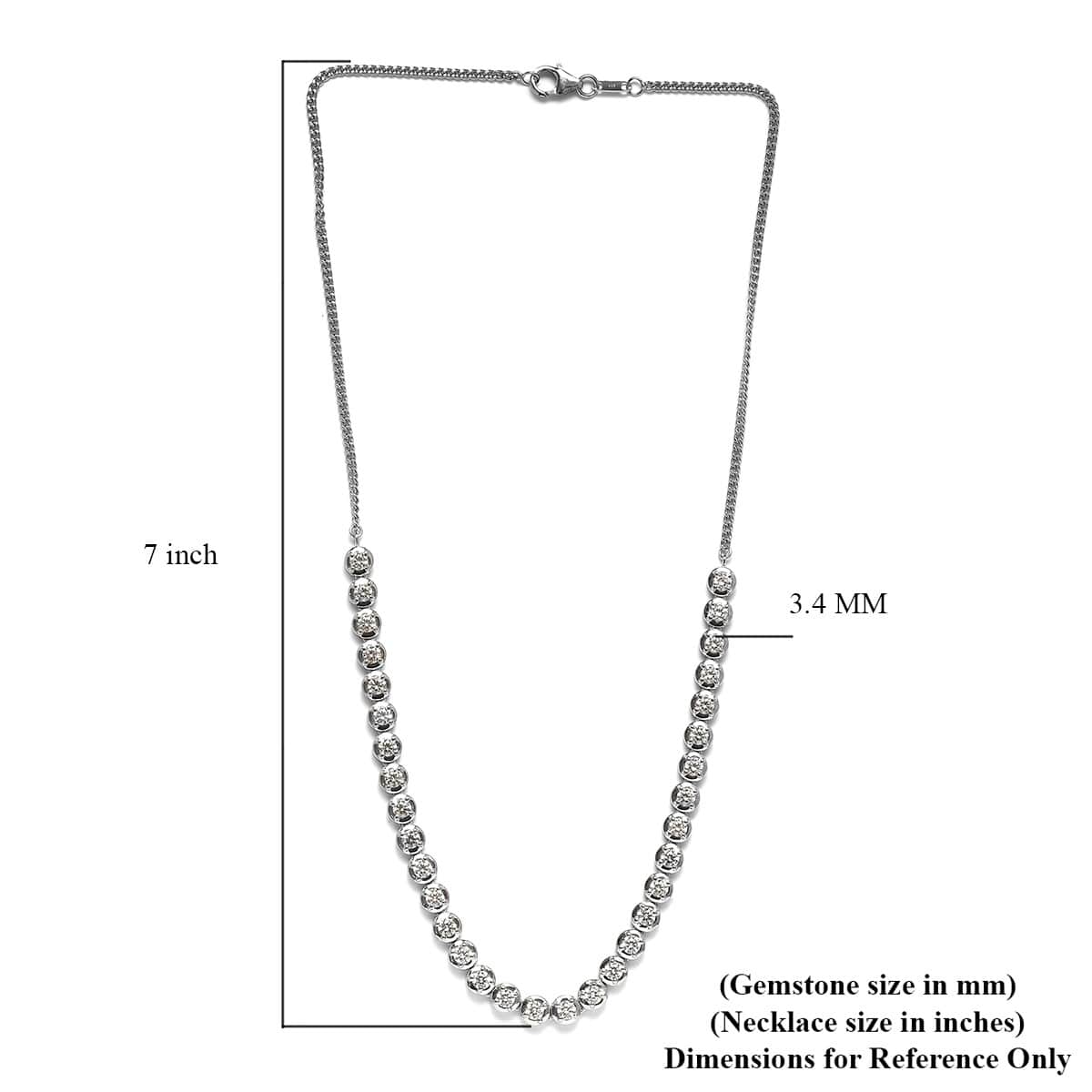 LUSTRO STELLA Made with Finest CZ Fancy Necklace 18 Inches in Platinum Over Sterling Silver 15 Grams 6.65 ctw image number 4