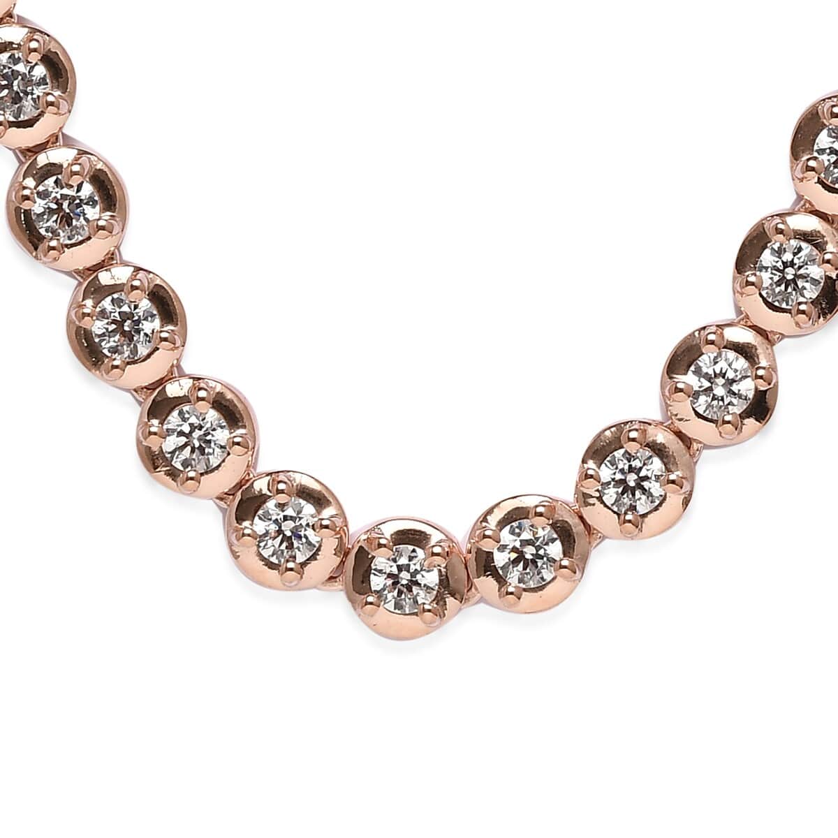 LUSTRO STELLA Made with Finest CZ Fancy Necklace 18 Inches in Vermeil Rose Gold Over Sterling Silver 15 Grams 9.50 ctw image number 2