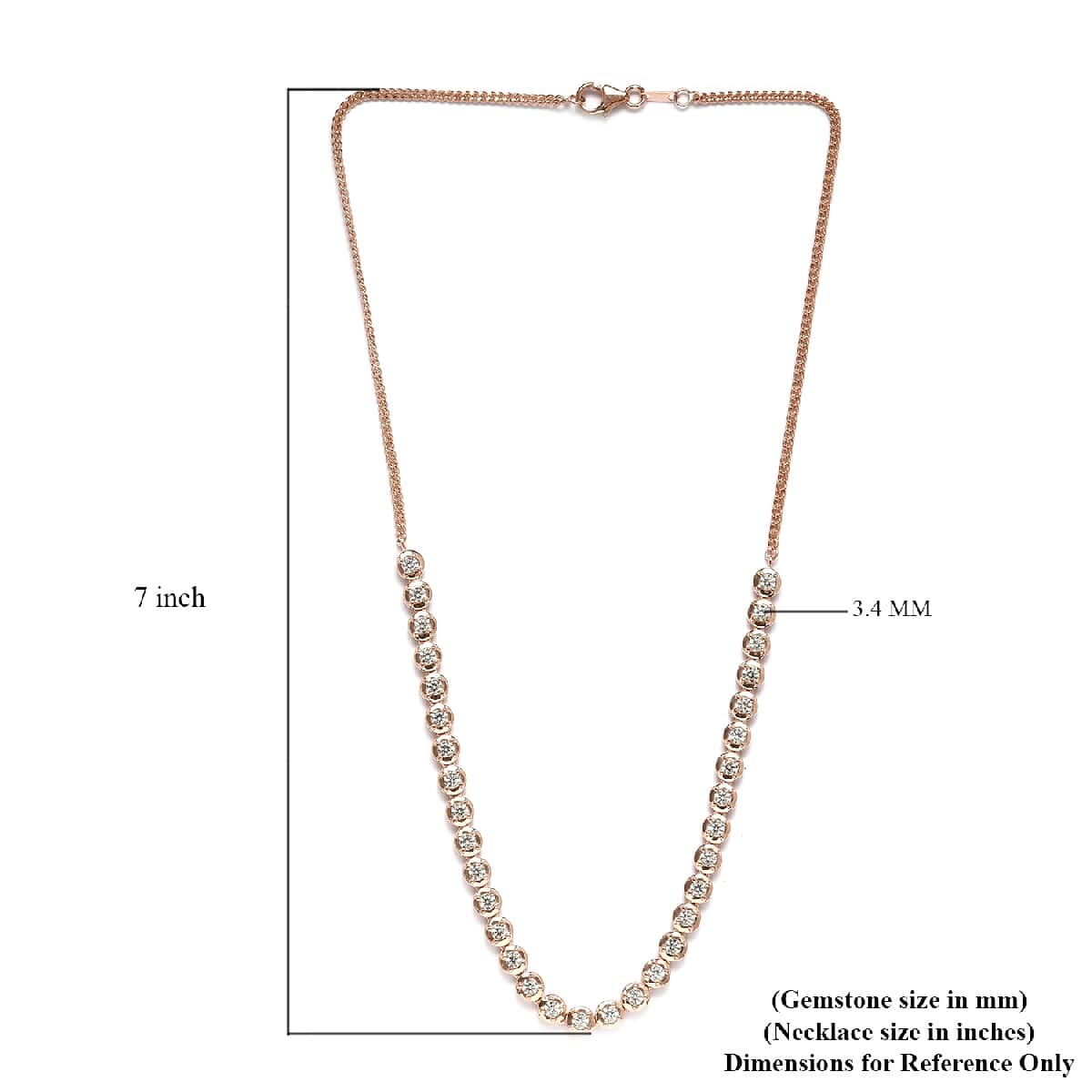 LUSTRO STELLA Made with Finest CZ Fancy Necklace 18 Inches in Vermeil Rose Gold Over Sterling Silver 15 Grams 9.50 ctw image number 4