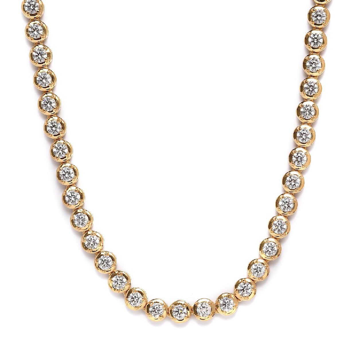 LUSTRO STELLA Made with Finest CZ Fancy Necklace 18 Inches in Vermeil YG Over Sterling Silver 14.80 Grams 9.75 ctw image number 2