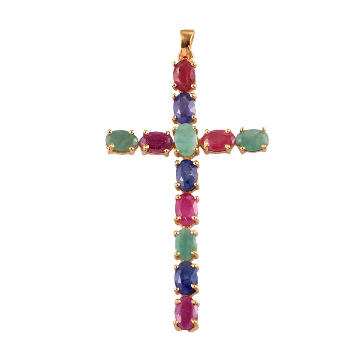 4.50 ctw Multi Gemstone Pendant in 14K Yellow Gold Over Sterling Silver image number 0