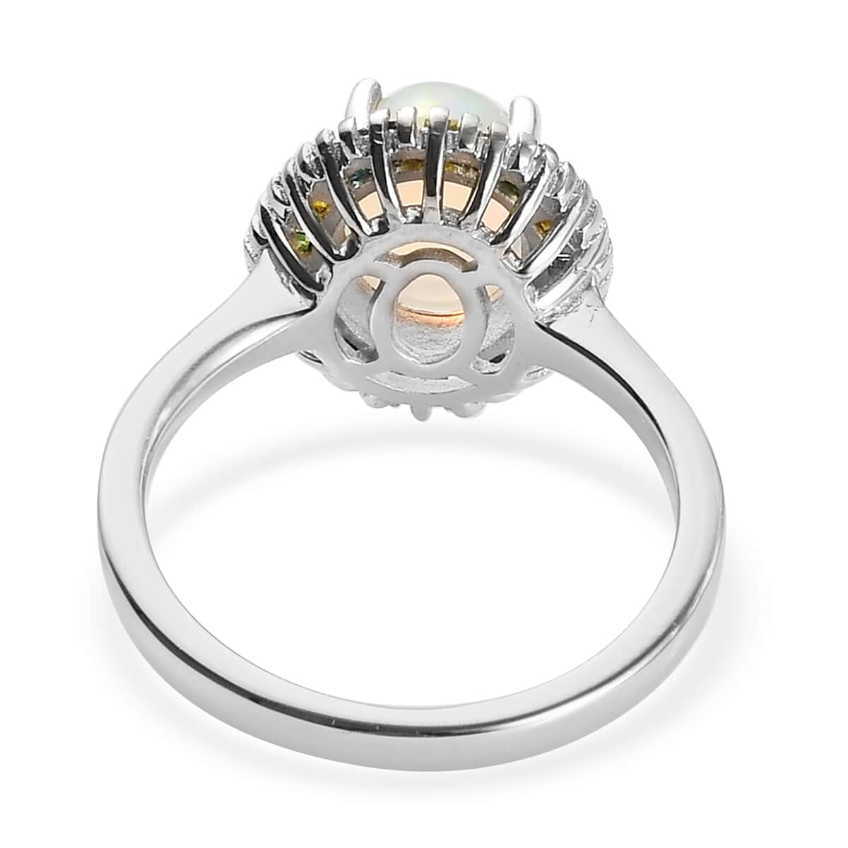 Premium Ethiopian Welo Opal and Multi Diamond Halo Ring in Platinum Over Sterling Silver (Size 9.0) 1.65 ctw image number 4