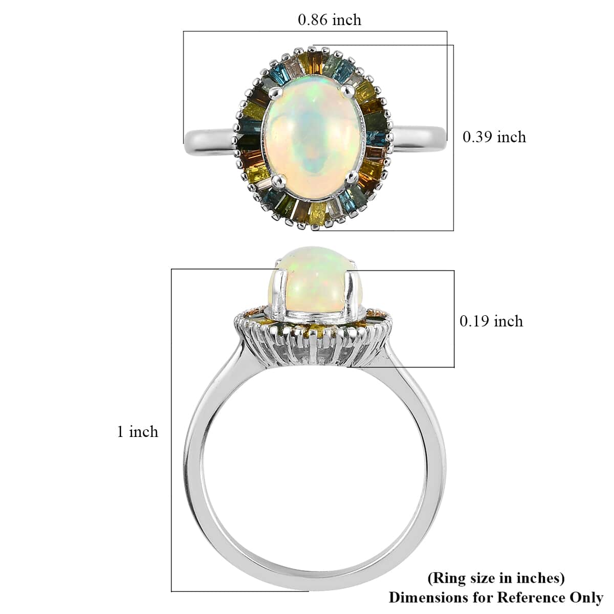 Premium Ethiopian Welo Opal and Multi Diamond Halo Ring in Platinum Over Sterling Silver (Size 9.0) 1.65 ctw image number 5