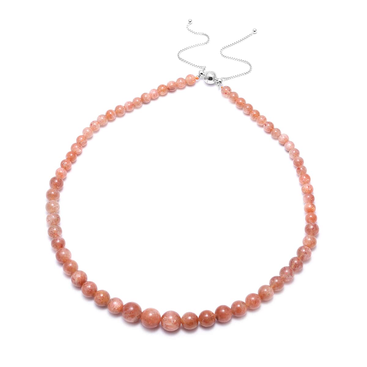 Natural Tanzanian Golden Sunstone 5-12mm Beaded Necklace 18 Inches in Rhodium Over Sterling Silver 188.00 ctw image number 0