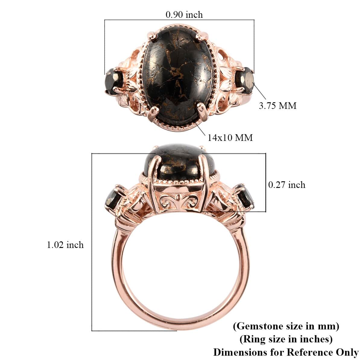 Matrix Silver Shungite and Elite Shungite Ring in 14K RG Over Copper With Magnet (Size 8.0) 4.75 ctw image number 5