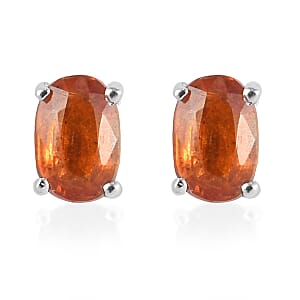 Tangerine Kyanite Solitaire Stud Earrings in Platinum Over Sterling Silver 1.15 ctw