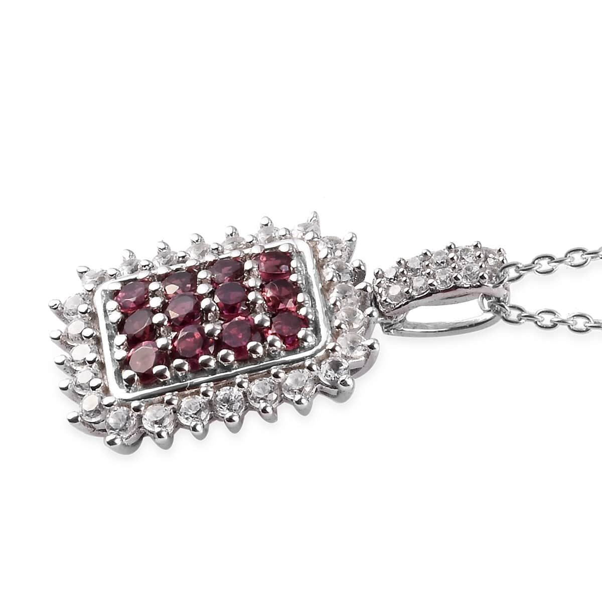 Ouro Fino Rubellite and Zircon Cluster Pendant Necklace 20 Inches in Platinum Over Sterling Silver 1.75 ctw image number 3