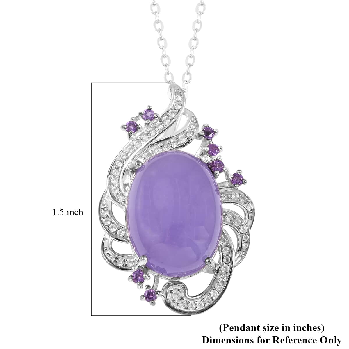 Purple Jade and Multi Gemstone Pendant Necklace 20 Inches in Platinum Over Sterling Silver 18.65 ctw image number 6