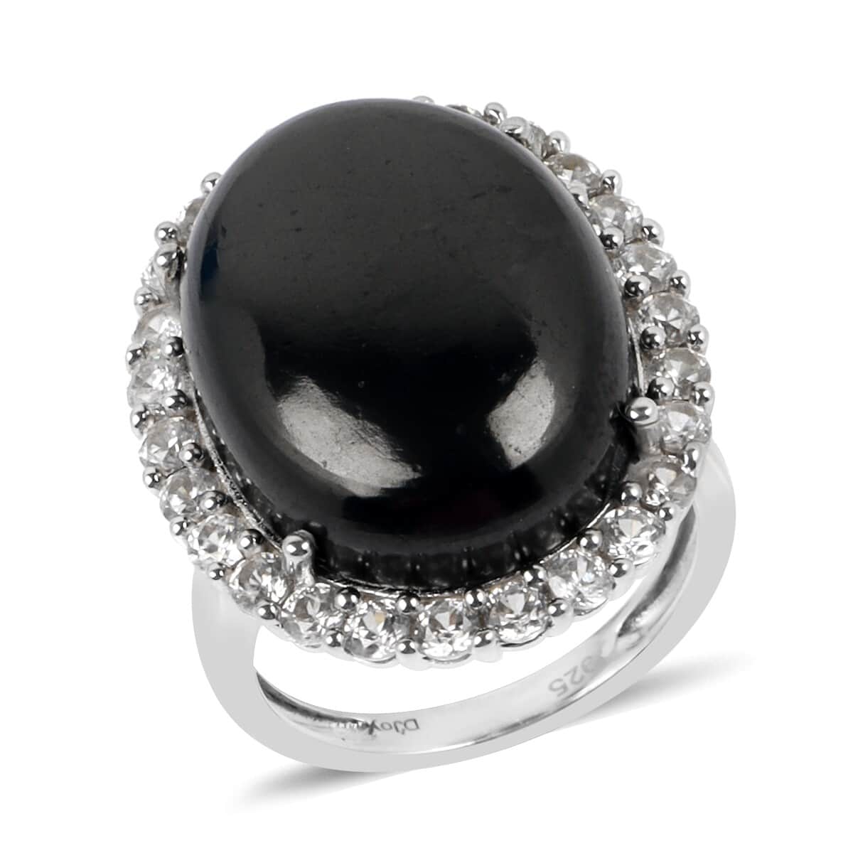 Elite Shungite and Zircon Ring in Platinum Over Sterling Silver (Size 9) 15.15 ctw image number 0