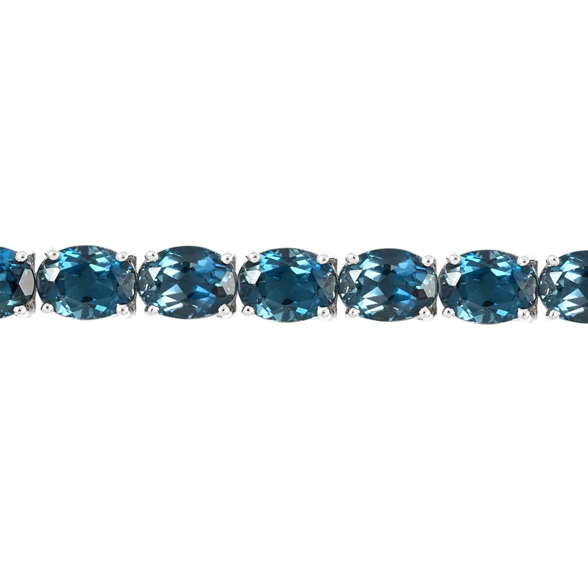 London Blue Topaz Tennis Bracelet in Platinum Over Sterling Silver (8.00 In) 16.45 Grams 36.25 ctw image number 2