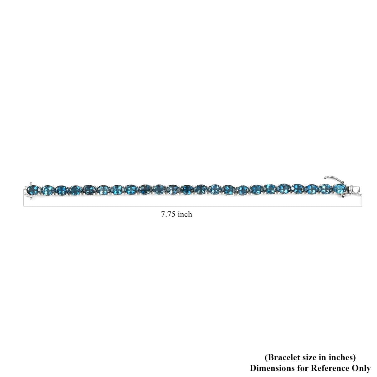 London Blue Topaz Tennis Bracelet in Platinum Over Sterling Silver (8.00 In) 16.45 Grams 36.25 ctw image number 5