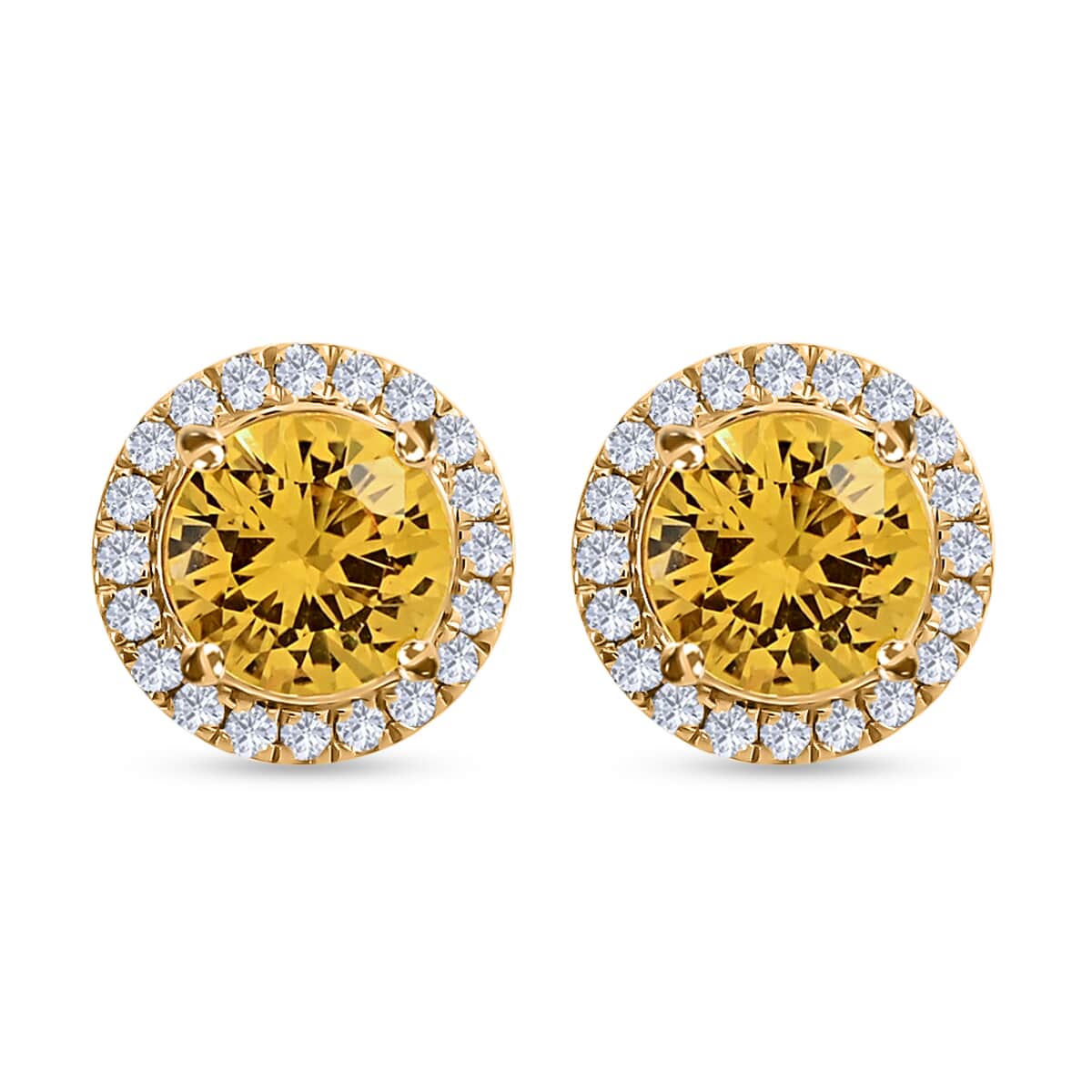ILIANA 18K Yellow Gold AAA Yellow Sapphire and Diamond G-H SI Halo Stud Earrings 2.15 ctw image number 0