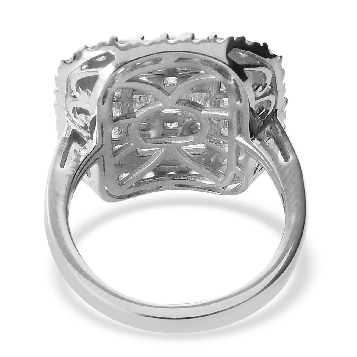LUSTRO STELLA Made with Finest CZ Fancy Ring in Platinum Over Sterling Silver (Size 7.0) 3.75 ctw image number 4
