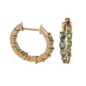 Ambanja Demantoid Garnet Inside Out Hoop Earrings in Vermeil Yellow Gold Over Sterling Silver 4.10 ctw