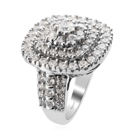 LUSTRO STELLA Made with Finest CZ Cluster Ring in Platinum Over Sterling Silver (Size 8.0) 4.40 ctw image number 3