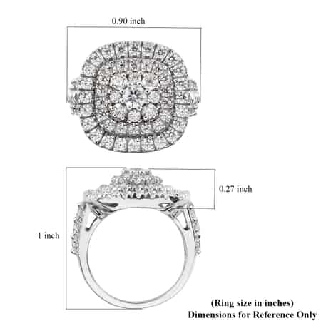 LUSTRO STELLA Made with Finest CZ Cluster Ring in Platinum Over Sterling Silver (Size 8.0) 4.40 ctw image number 5