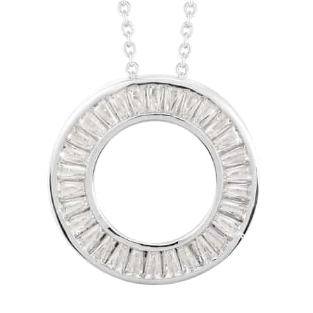 Lustro Stella Made with Finest CZ Circle Pendant Necklace 20 Inches in Platinum Over Sterling Silver 3.30 ctw image number 0