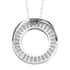 Lustro Stella Made with Finest CZ Circle Pendant Necklace 20 Inches in Platinum Over Sterling Silver 3.30 ctw image number 4