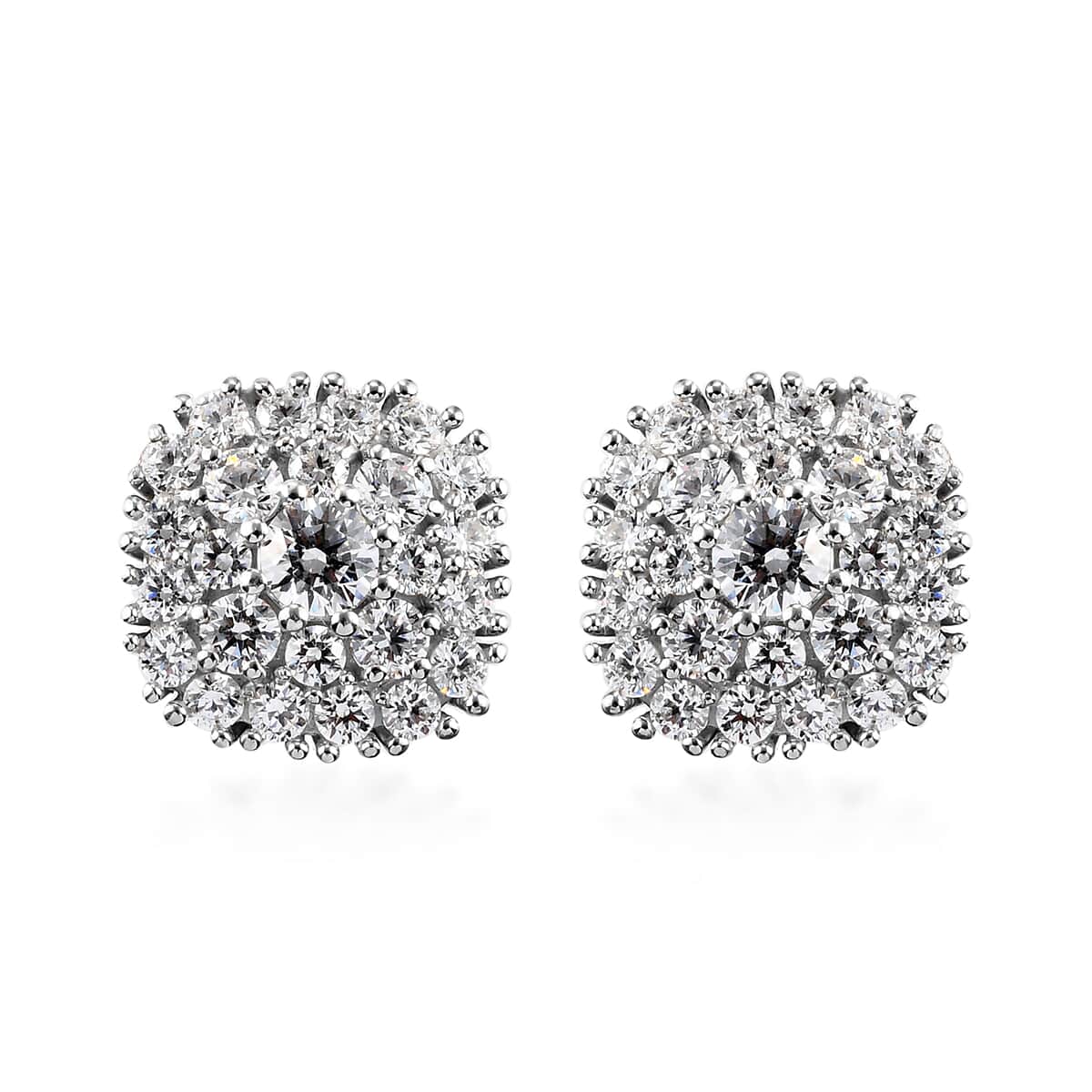 LUSTRO STELLA Made with Finest CZ Stud Earrings in Platinum Over Sterling Silver 4.70 ctw image number 0