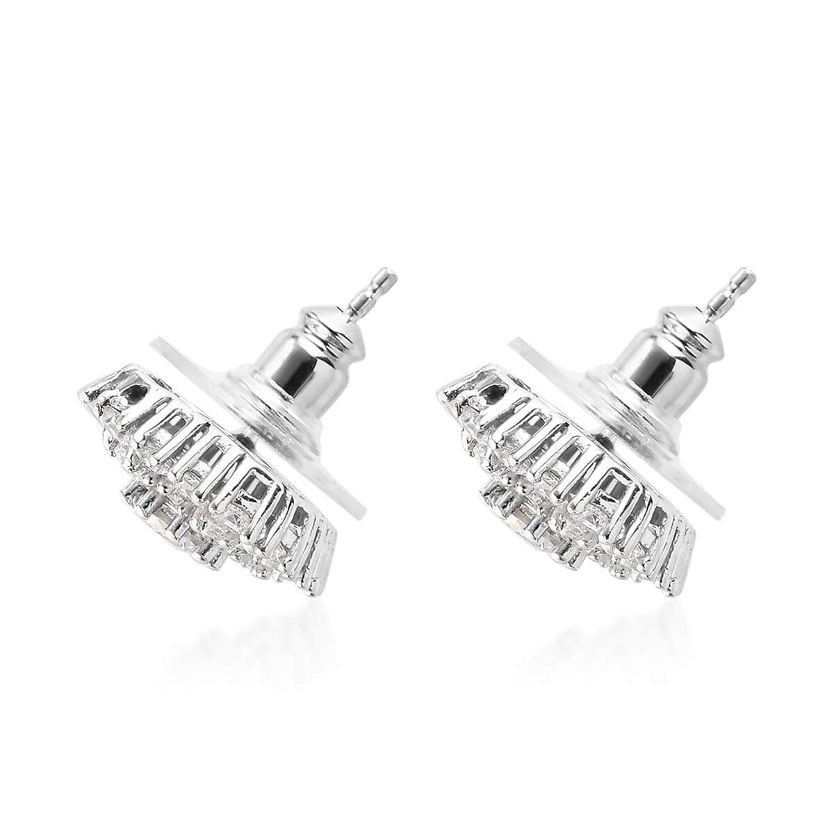 LUSTRO STELLA Made with Finest CZ Stud Earrings in Platinum Over Sterling Silver 4.70 ctw image number 3