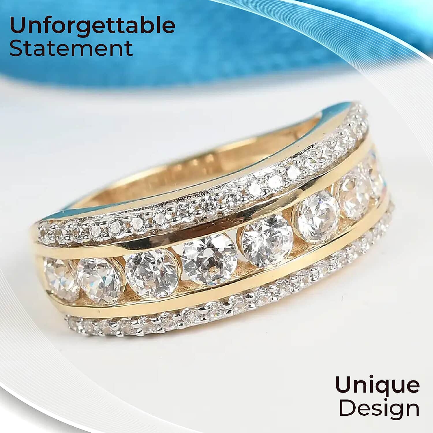 Luxoro Finest CZ Band Ring, 10K Yellow Gold Band Ring, Gold Gifts 2.30 ctw