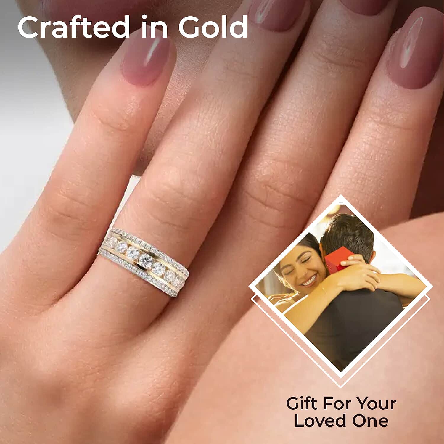 Luxoro Finest CZ Band Ring, 10K Yellow Gold Band Ring, Gold Gifts 2.30 ctw