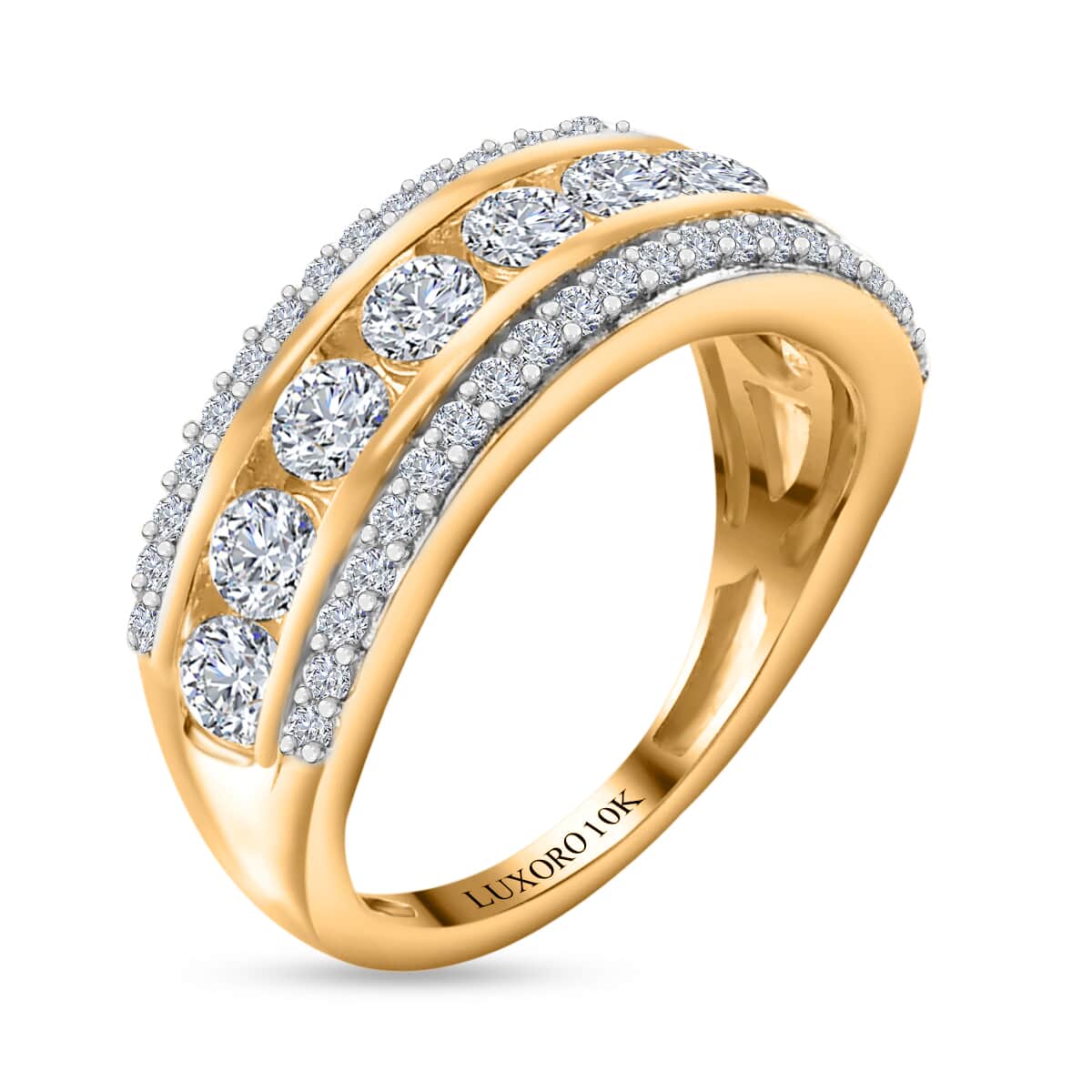 LUXORO 10K Yellow Gold Made with Finest CZ Band Ring 2.30 ctw image number 3