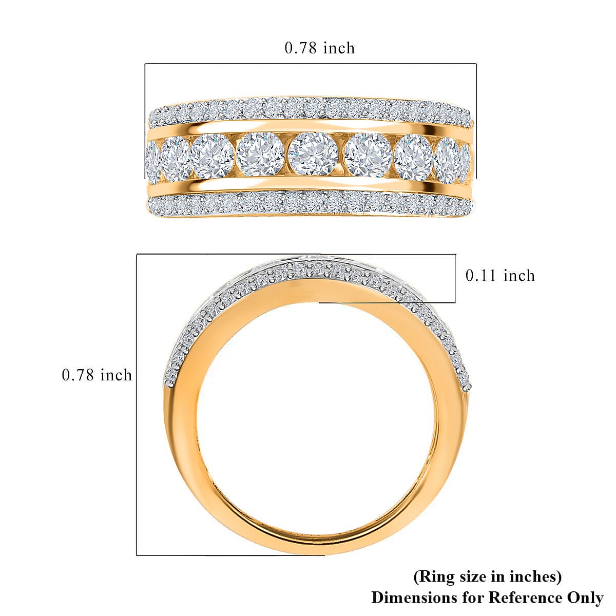Luxoro Finest CZ Band Ring, 10K Yellow Gold Band Ring, Gold Gifts 2.30 ctw