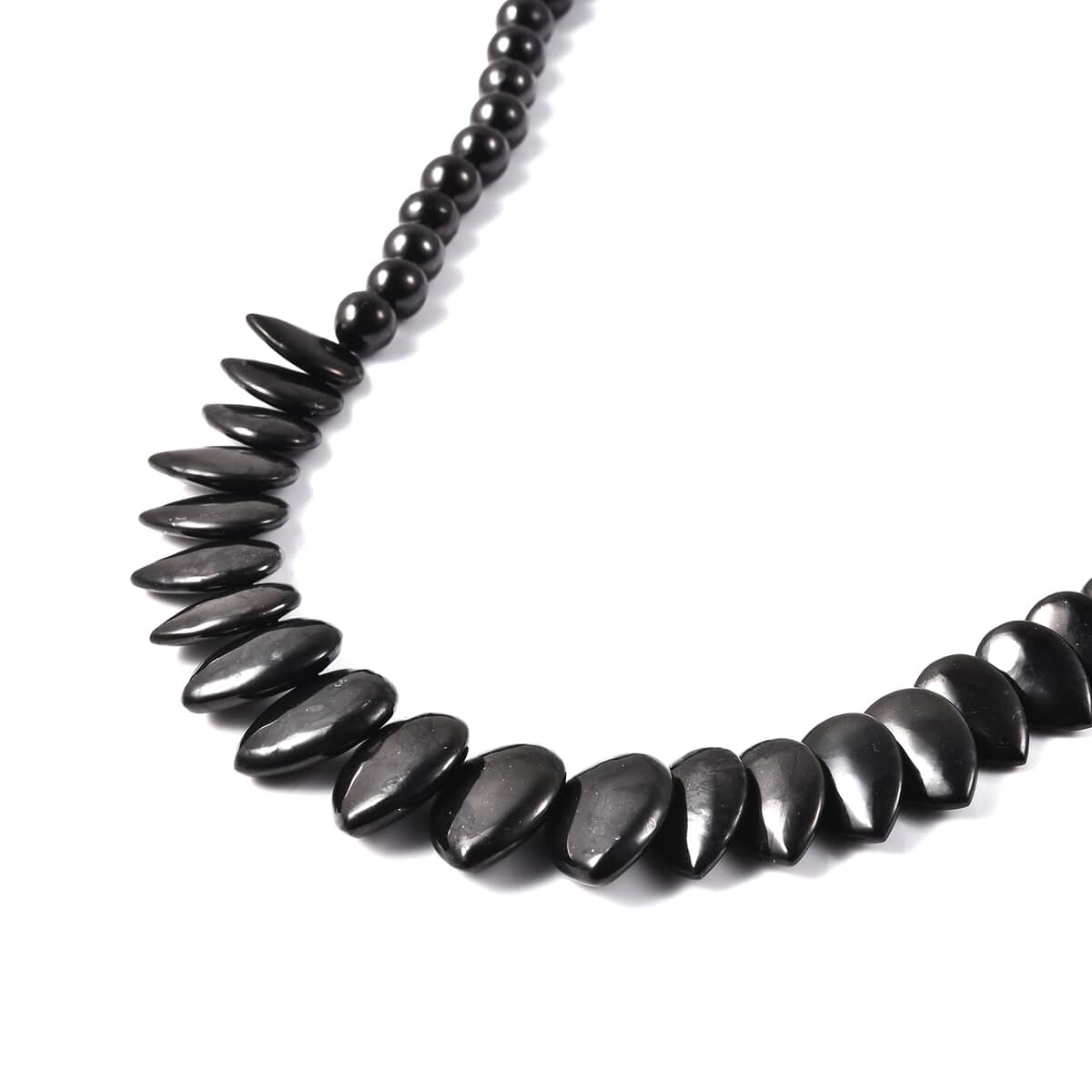 Shungite Beaded Bib Necklace 20 Inches in Rhodium Over Sterling Silver 277.50 ctw image number 1