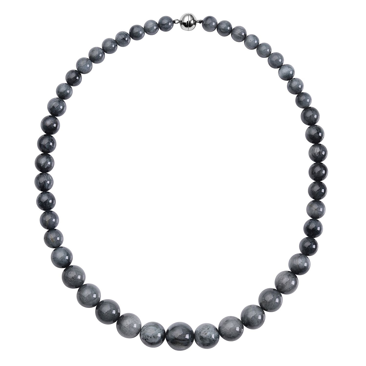 Eagle Eye Beaded Necklace 20 Inches With Magnetic Clasp in Rhodium Over Sterling Silver 433.70 ctw