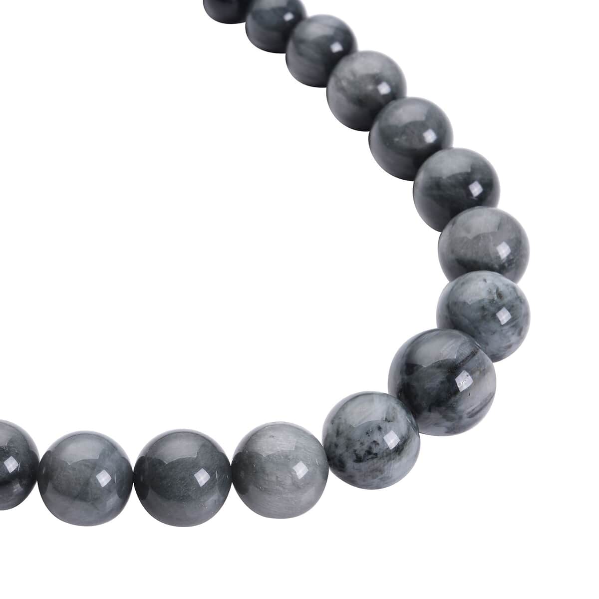 433.70 ctw Eagle Eye Beads Necklace 20 Inch in Rhodium Over Sterling Silver image number 2
