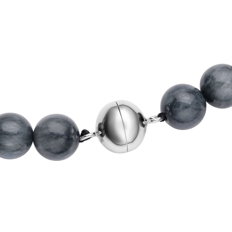 Eagle Eye Beaded Necklace 20 Inches With Magnetic Clasp in Rhodium Over Sterling Silver 433.70 ctw
