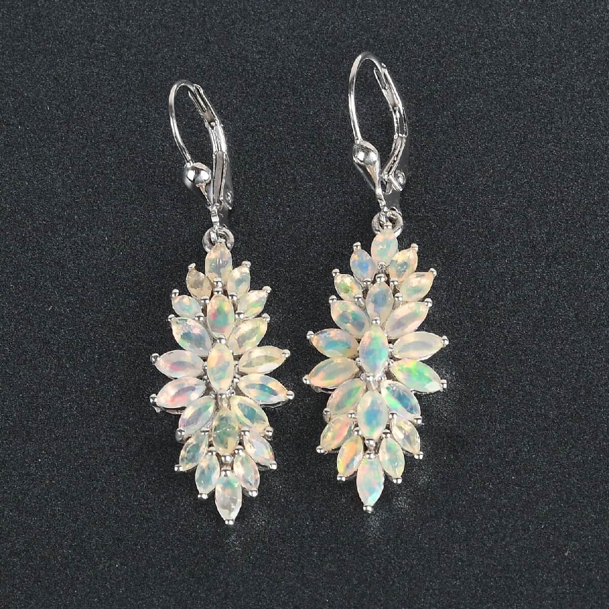 Ethiopian Welo Opal Floral Cocktail Lever Back Earrings in Platinum Over Sterling Silver 2.90 ctw image number 1