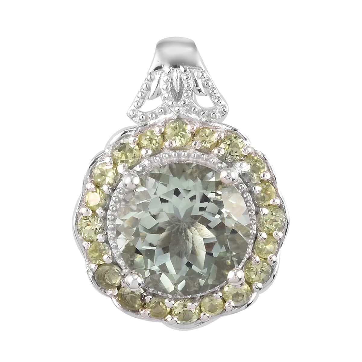 Montezuma Prasiolite and Peridot Pendant in Platinum Over Sterling Silver 5.45 ctw image number 0