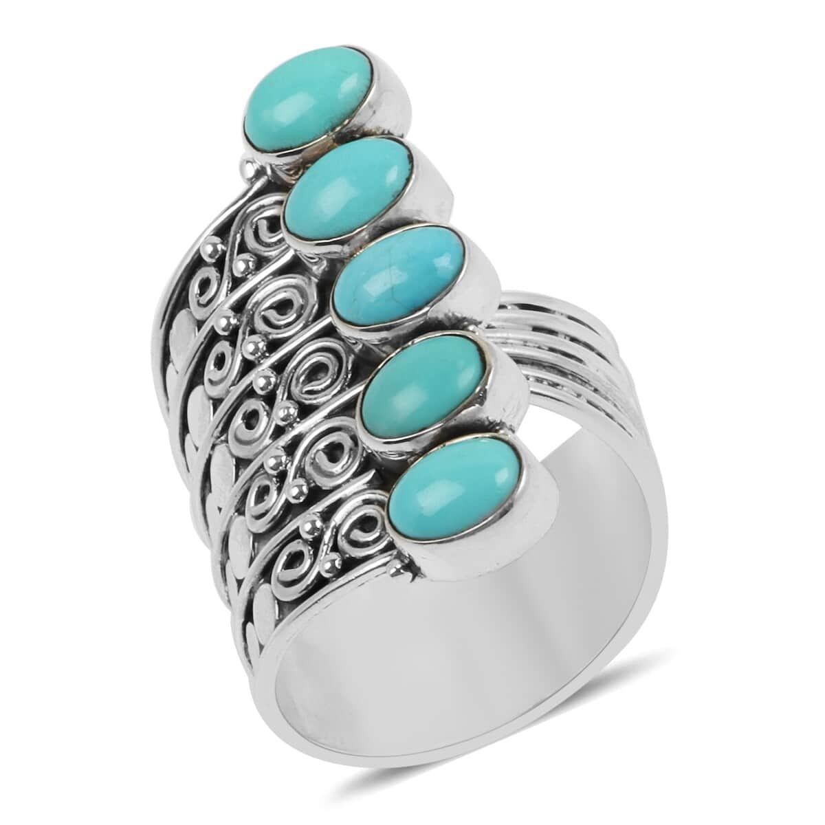 Sleeping Beauty Turquoise Ring in Platinum Over Sterling Silver (Size 9.0) 4.80 ctw image number 0