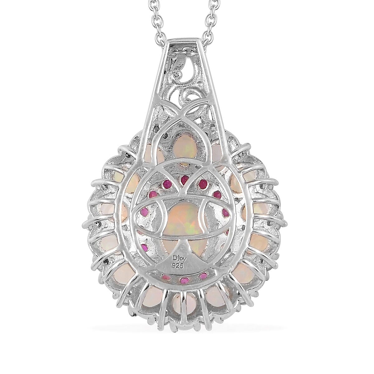 Ethiopian Welo Opal and Multi Gemstone Cocktail Pendant Necklace 20 Inches in Platinum Over Sterling Silver 5.80 ctw image number 4