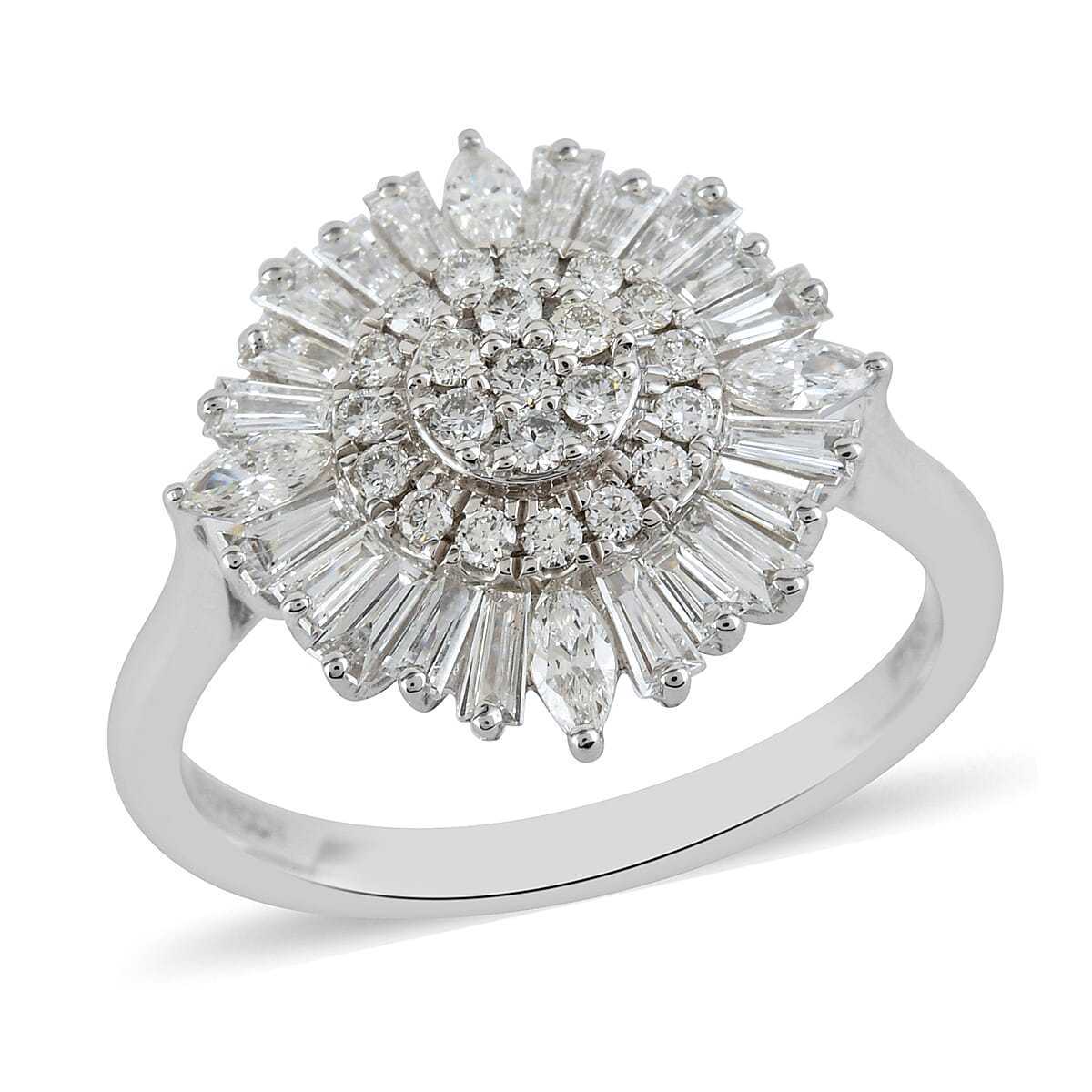 Rhapsody IGI Certified 1.00 ctw Diamond E-F VS Cluster Ring in 950 Platinum (Size 7.0) 6.65 Grams image number 0