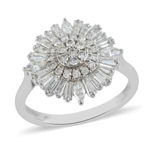 Rhapsody IGI Certified 1.00 ctw Diamond E-F VS Cluster Ring in 950 Platinum (Size 7.0) 6.65 Grams