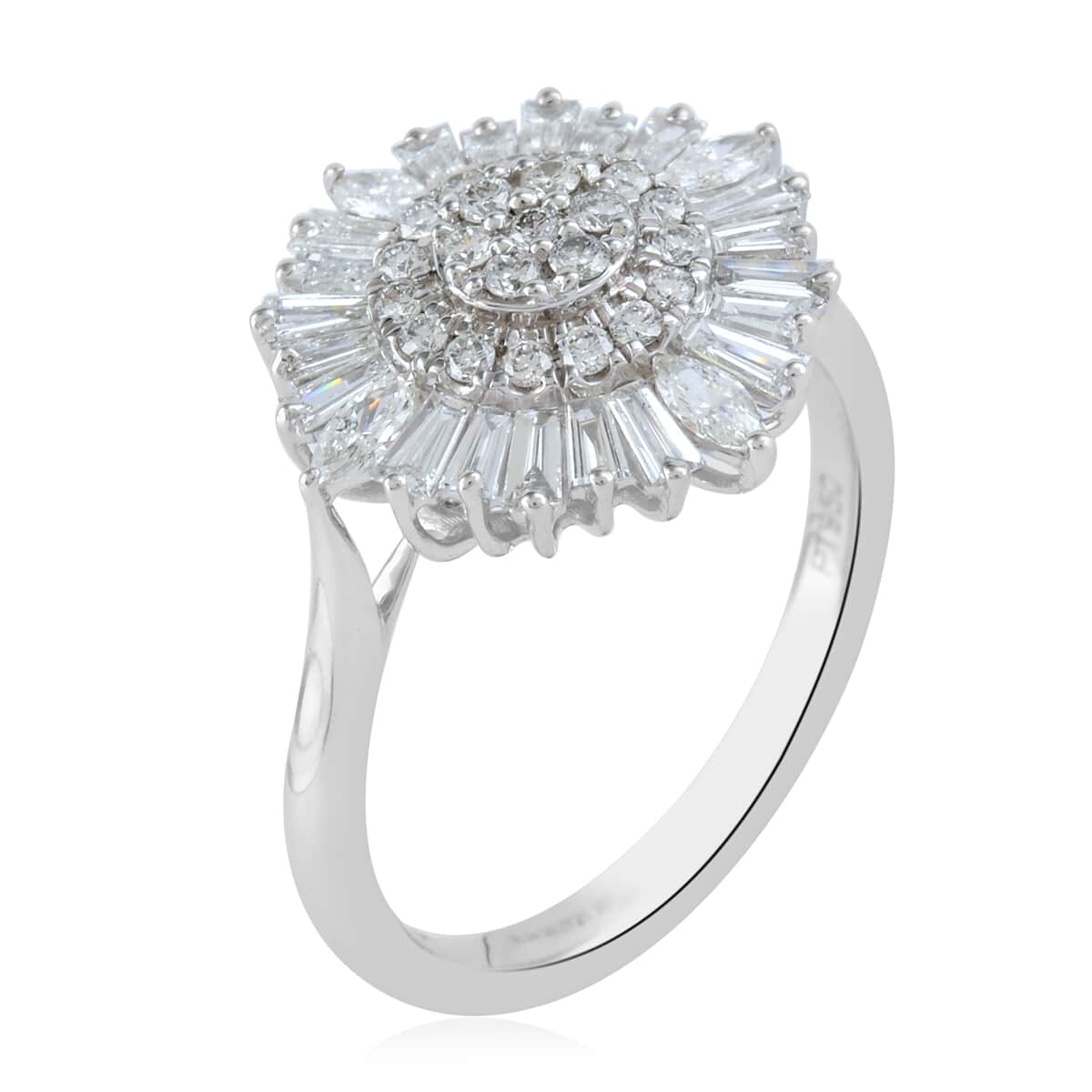 Rhapsody IGI Certified 950 Platinum E-F VS Diamond Cluster Ring (Size 8.0) 6.65 Grams 1.00 ctw image number 2