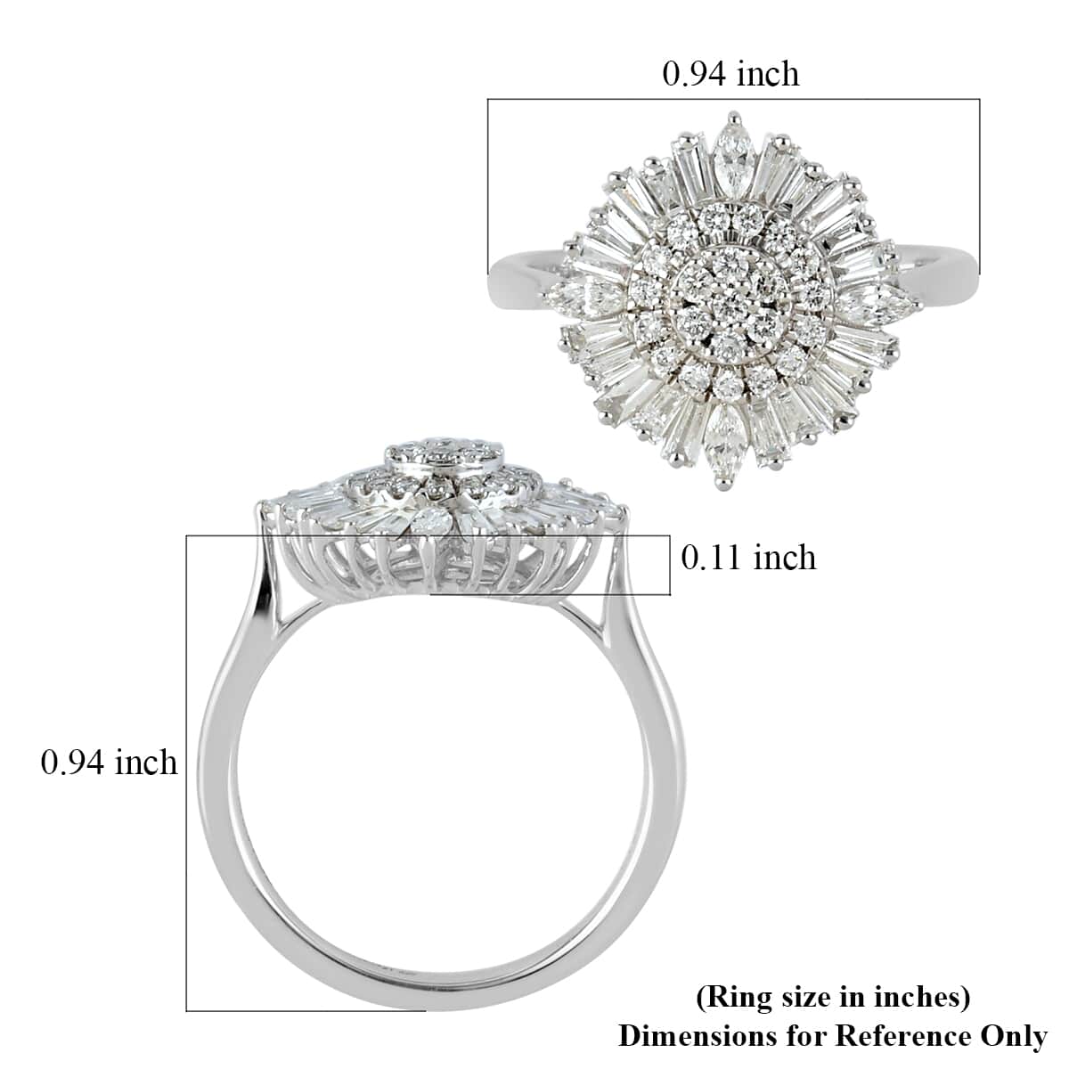 Rhapsody IGI Certified 950 Platinum E-F VS Diamond Cluster Ring (Size 8.0) 6.65 Grams 1.00 ctw image number 5