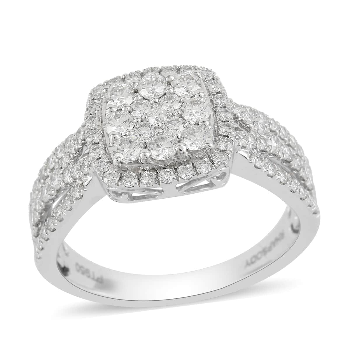 Rhapsody 950 Platinum Diamond E-F VS Cluster Ring (Size 6.0) 7.20 Grams 1.00 ctw image number 0