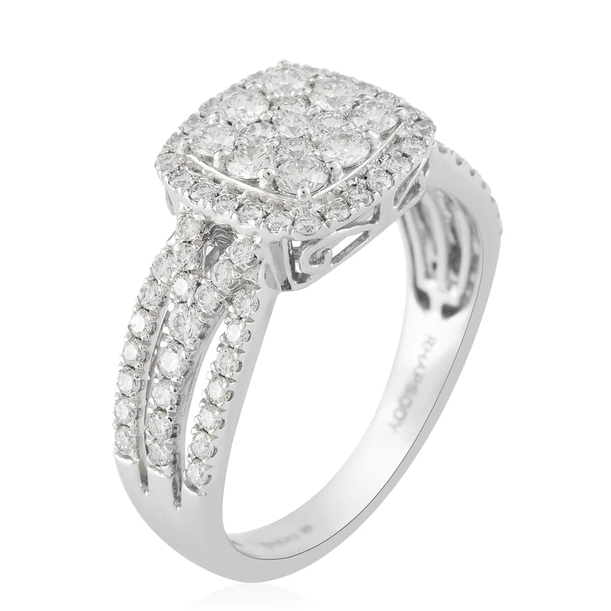 Rhapsody 950 Platinum Diamond E-F VS Cluster Ring (Size 6.0) 7.20 Grams 1.00 ctw image number 2