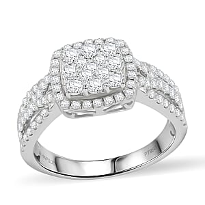 Rhapsody IGI Certified 1.00 ctw Diamond E-F VS Cluster Ring in 950 Platinum (Size 7.0) 7.20 Grams