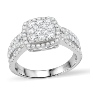Rhapsody 950 Platinum IGI Certified E-F VS Diamond Cluster Ring (Size 8.0) 7.20 Grams 1.00 ctw
