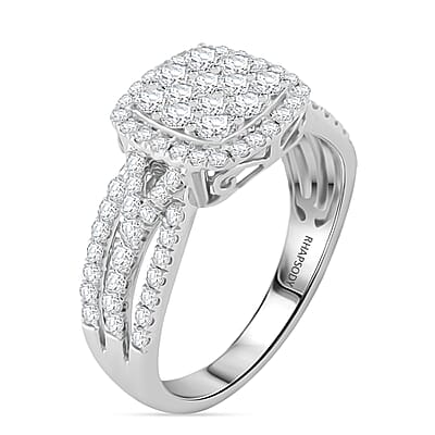 Rhapsody 950 Platinum IGI Certified E-F VS Diamond Cluster Ring (Size 8.0) 7.20 Grams 1.00 ctw
