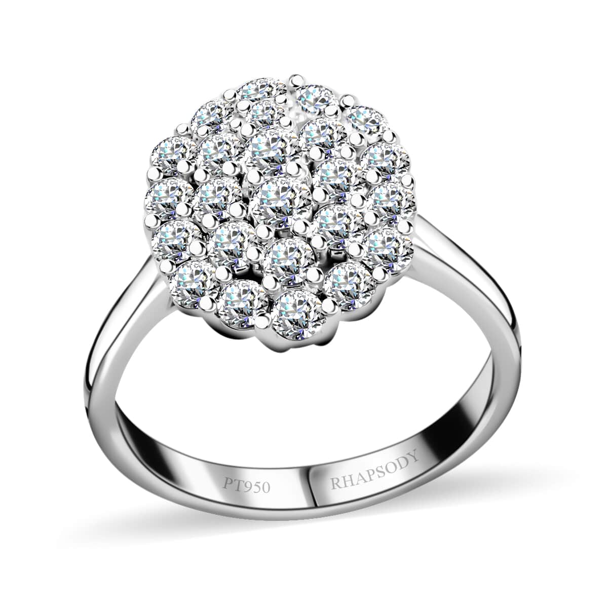 Rhapsody 950 Platinum IGI Certified E-F VS Diamond Cluster Ring (Size 10.0) 7.50 Grams 1.00 ctw image number 0