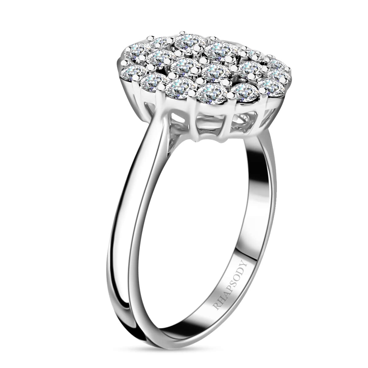 Rhapsody 950 Platinum IGI Certified E-F VS Diamond Cluster Ring (Size 9.0) 7.50 Grams 1.00 ctw image number 2