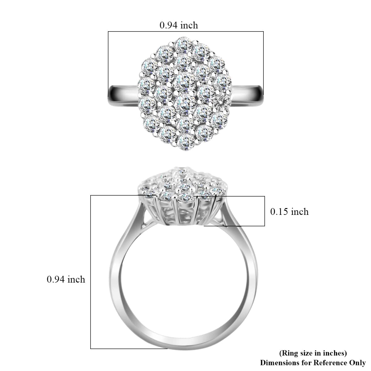 Rhapsody 950 Platinum IGI Certified E-F VS Diamond Cluster Ring (Size 9.0) 7.50 Grams 1.00 ctw image number 4