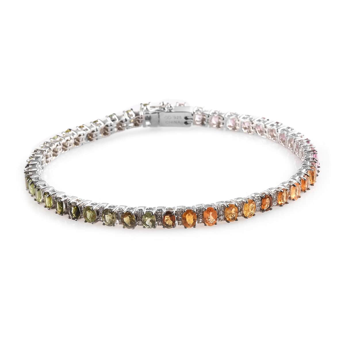 Multi-Tourmaline and Zircon Bracelet in Platinum Over Sterling Silver (7.50 In) 8.05 Grams 14.40 cwt image number 0