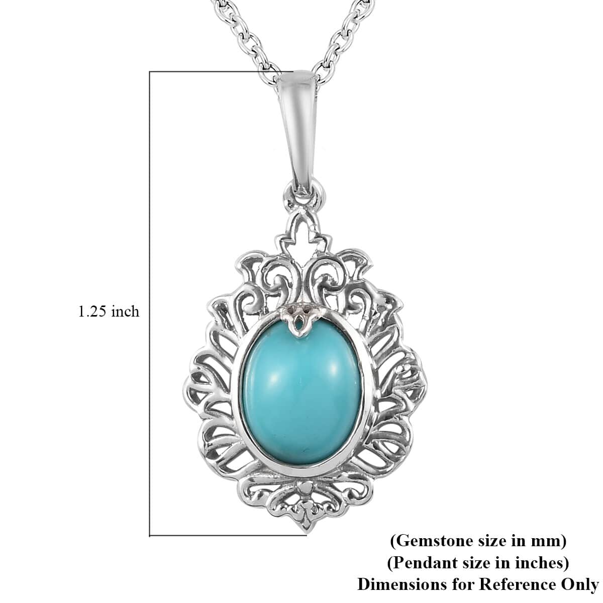 Mexican Turquoise Pendant Necklace 20 Inches in Platinum Over Sterling Silver 2.15 ctw image number 5